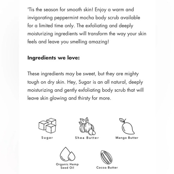 NIB Hey, Sugar Peppermint Mocha Body Scrub, Limited Edition Holiday Scent 8.8oz - Picture 3 of 9